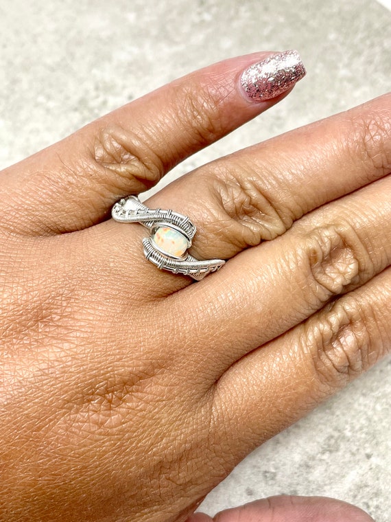 Sterling Silver Genuine Ethiopian Opal Wrap Ring Sterling Silver Genuine Ethiopian Opal Wrap Ring