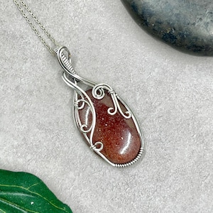 Large Strawberry Quartz Pendant, Antique Silver Jewelry, Wire Wrapped Pendant, Boho Jewelry, Artisan Jewelry, Handmade Crystal Necklace,
