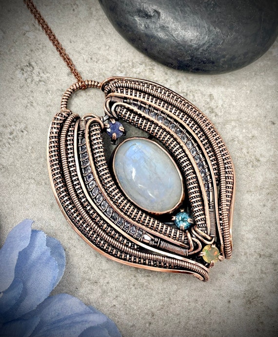 Wire wrapped sale moonstone necklace