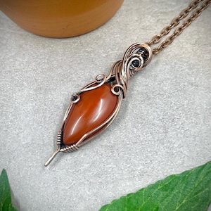 Red Jasper Pendant, Jasper Necklace in Oxidized Copper, Natural Stone Jewelry, Wire Wrapped Jewelry, Healing Crystal Jewelry, Handmade