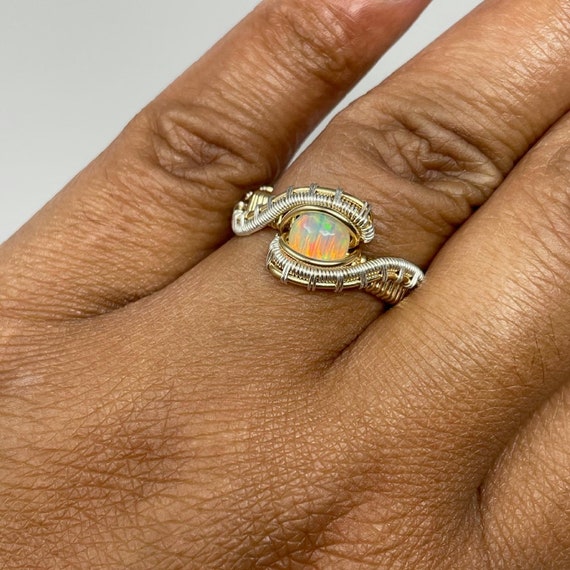 Sterling Silver Genuine Ethiopian Opal Wrap Ring Sterling Silver Genuine Ethiopian Opal Wrap Ring