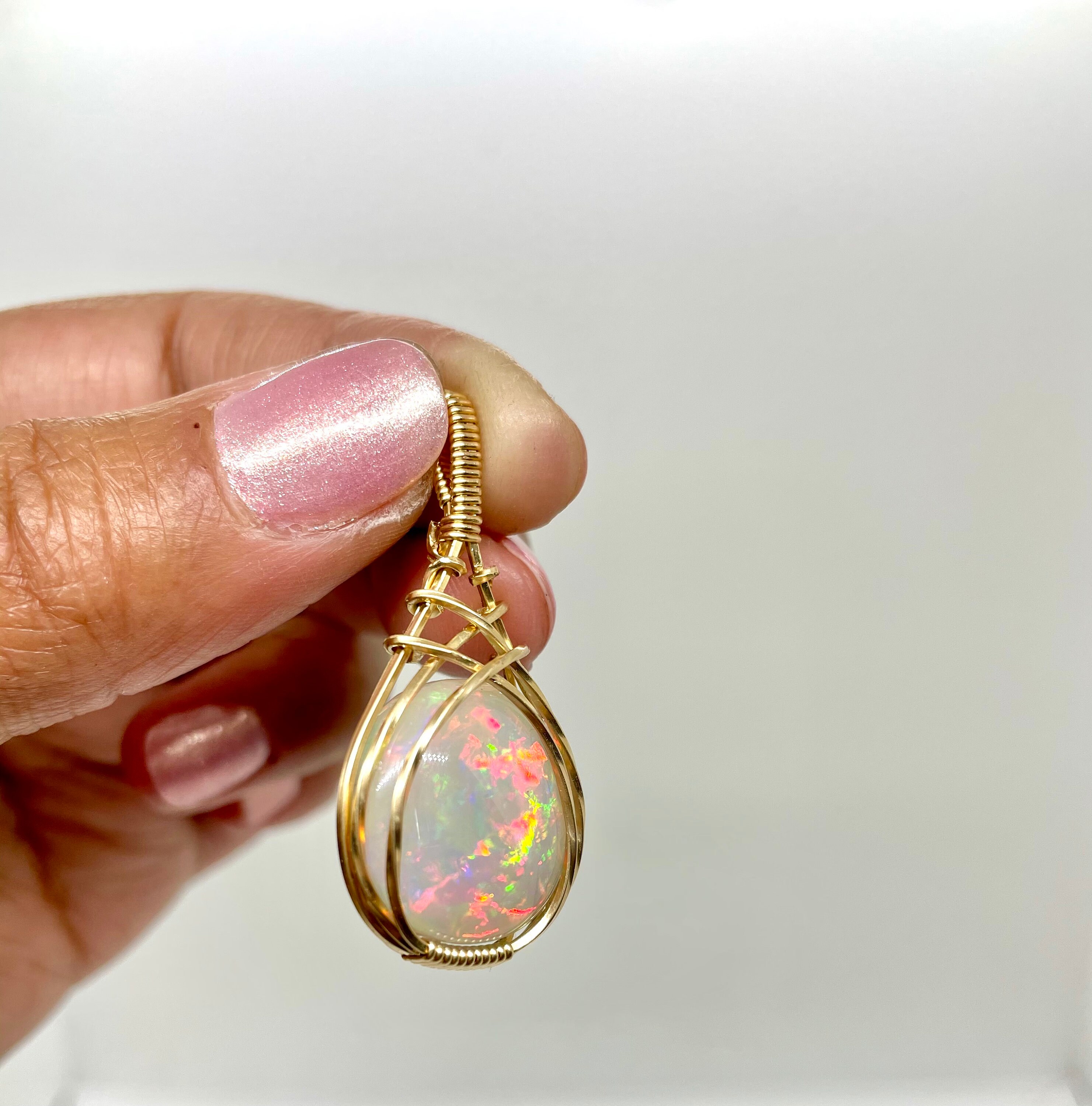 Opal Pendant Wire Wrapped Opal Pendant Genuine Earth Mined Etsy