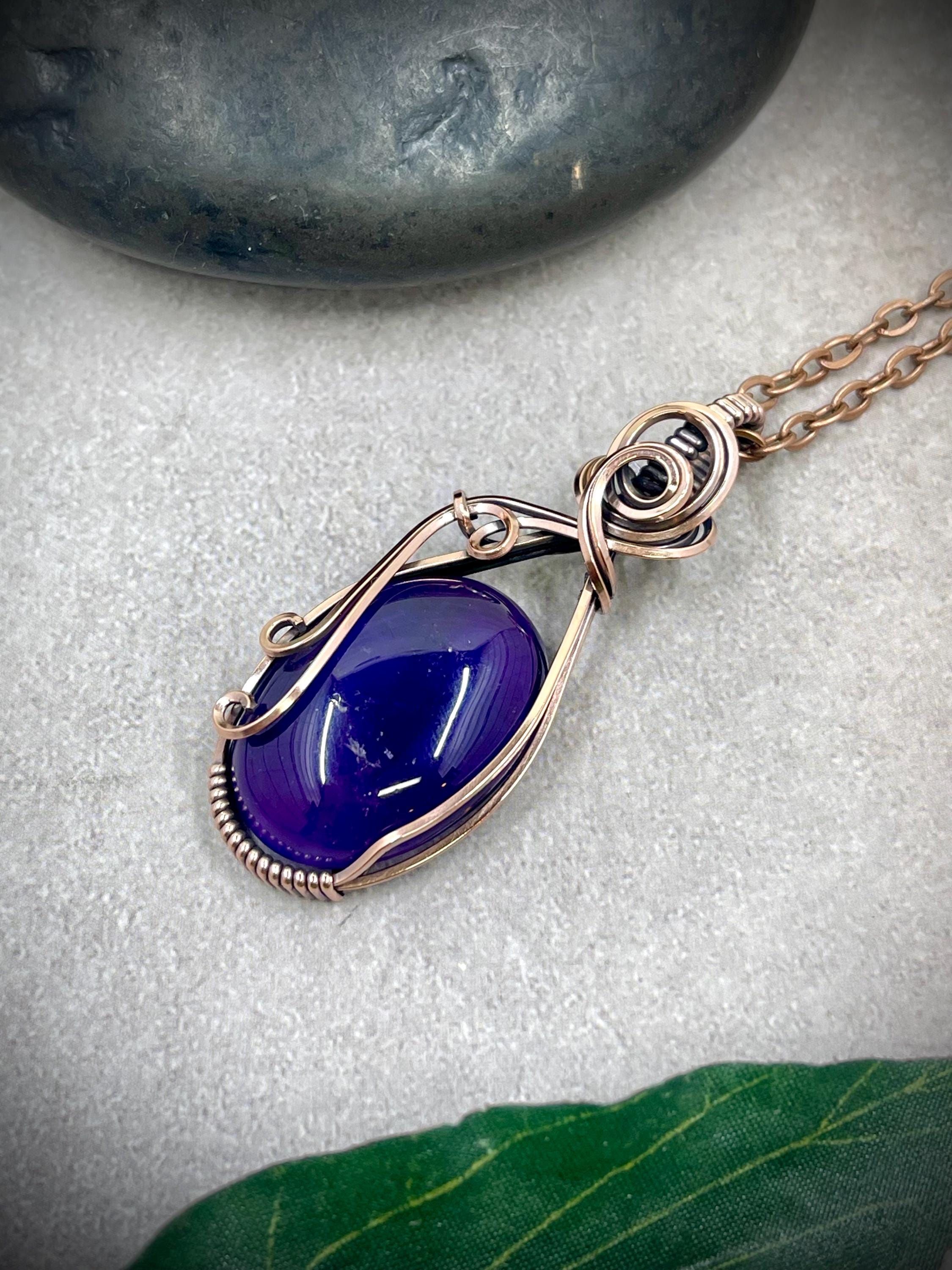 Handmade Copper Wire Wrapped Amethyst Pendant Necklace - Etsy