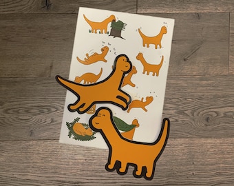 Paquete de pegatinas / 2 x pegatinas troqueladas y 1 hoja de pegatinas de dinosaurios