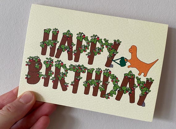 Birthday Card from Margo The Dinosaur (Strawberries)