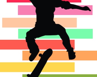 Skateboard SVG, Skateboarding SVG, Skateboard Silhouette SVG,  Cutting File for the Cricut, Digital Download