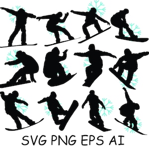 Snowboard SVG Silhouette, Snowboarding SVG, Snowboarding Grafik, Snowboarding Design, digitale ClipArt, digitaler Download