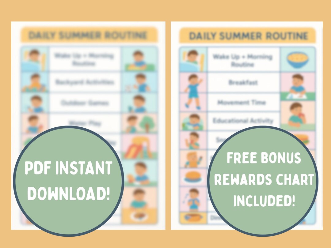 Outside Routine Card Indoor and Outdoor Summer Routine for Kids, Instant Download, Routine ...