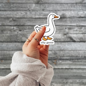 Silly Goose Kiss-Cut Stickers, Cute Duck Stickers, Fun Laptop Decal, Quirky Gift for Friends, Playful Home Decor