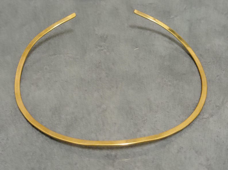 Polished Brass Choker: Flat Open Rigid Neck Ring for Charms, Pendants (Handmade) image 13