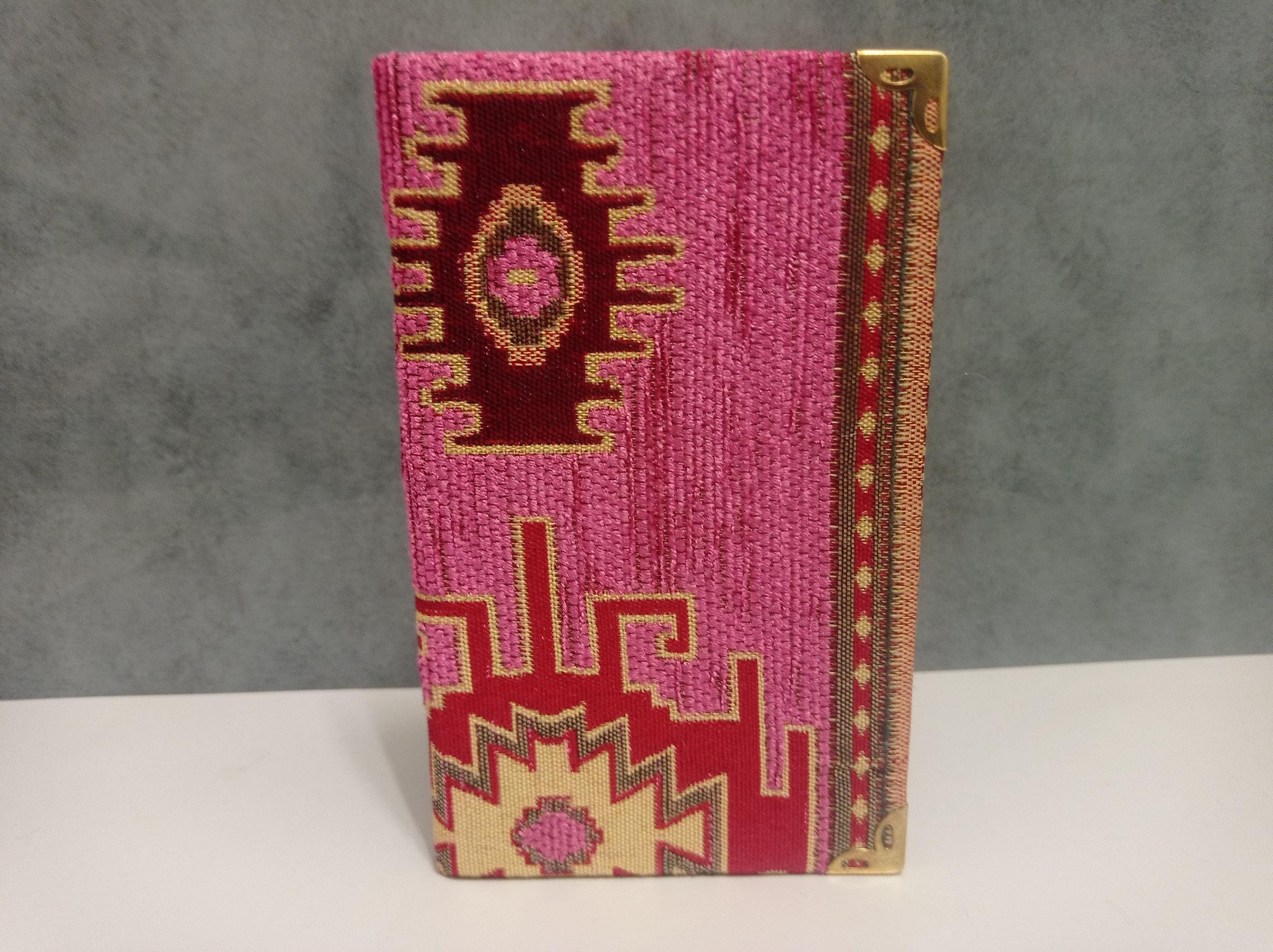 Evil Eye Amulet Patterned Turkish Upholstery Chenille Fabric notebook ,kilim aztec pattern journal,jacquard  hardcover line pages notebook
