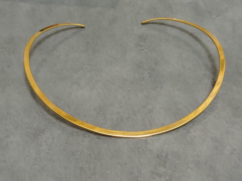 Polished Brass Choker: Flat Open Rigid Neck Ring for Charms, Pendants (Handmade) image 11