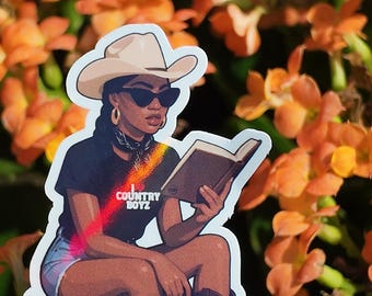 Adesivi "Libri sul terreno" per donne nere/adesivo in vinile per la lettura/cattiva amante dei libri/regali per gli amanti dei libri/adesivi impermeabili per diari e laptop