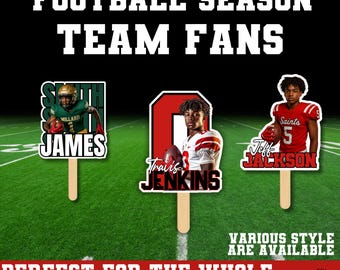 Custom Football Team Fans | Laminated Game Day Spirit Fans | Personalized Senior Night Fans | Sports Photo Fans for Whole Team (Qty 15–40)