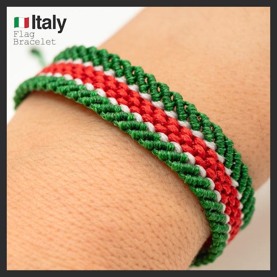 Italian Flag Macrame Bracelet: Waterproof Patriot Gift
