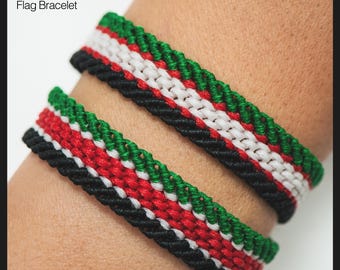 Palestine Flag Bracelet: Waxed Macrame, Adjustable Friendship Jewelry