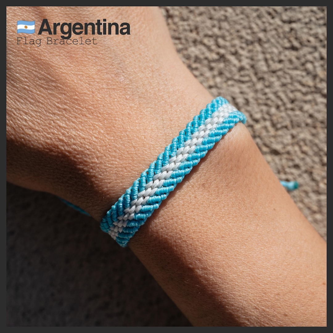 Argentina Flag Macrame Bracelet: Waterproof Patriotic Gift - Etsy
