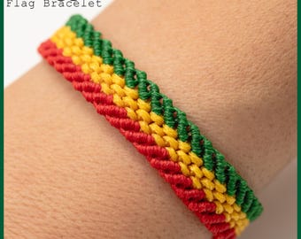 Bracelet reggae en macramé : fil ciré, bracelet étanche réglable