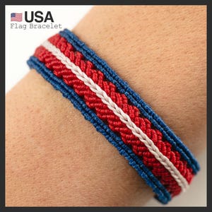 USA Flag Bracelet America, Red White and Royal Blue Bracelet, Christmas Gift for Men, Patriotic Gift for Him, Stocking Stuffer for Teen Boy