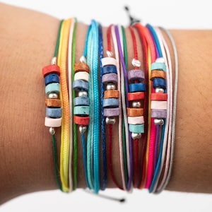 Rainbow String Bracelet for Tween, Christmas Gift for Daughter, Happy Bracelet, Stocking Stuffer for Teenage Girl, Birthday Gift for BFF