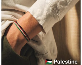 Palestine Flag String Bracelet: Adjustable Waterproof Waxed Thread