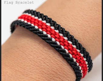 Antifascism Macrame Bracelet: Black, White & Red, Adjustable