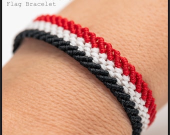 Antifascism Macrame Bracelet: Black, White & Red Waxed Thread