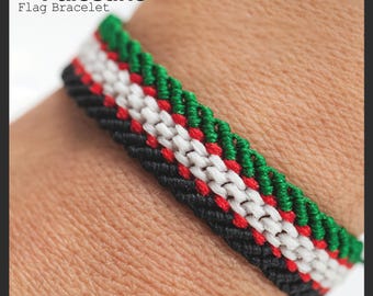 Palestine Flag Macrame Bracelet: Waxed Thread, Adjustable