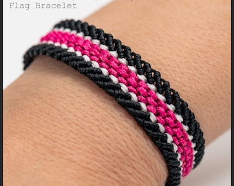 Antifascism Queer Macrame Bracelet, FCK NZS, Adjustable Friendship Bracelet