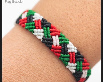 Palestine Flag Macrame Bracelet: Waxed Thread Friendship Jewelry