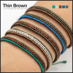 Thin Brown Macrame Bracelet: Waterproof Boho Surfer Gift