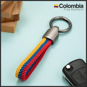 Portachiavi con bandiera colombiana, accessorio per uomo, regalo per patrioti, portachiavi fatto a mano, regalo per auto nuova, regalo per fidanzato, portachiavi intrecciato per donna