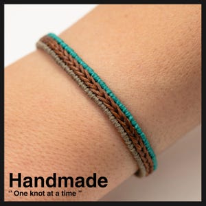 Macrame Surfer Bracelet: Waxed Thread Friendship Bracelet, Adjustable