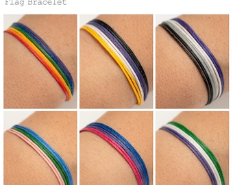 Pride Flag String Bracelet: Waxed Thread LGBTQ Jewelry