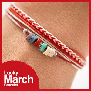 Martisor Bracelet, March Bracelet, Greek Martakia, Martis Bracelet, Protection Jewelry, Gift for Greek, Red and White Bracelet, Martaki