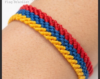 Colombia Flag Macrame Bracelet: Waterproof Patriotic Gift
