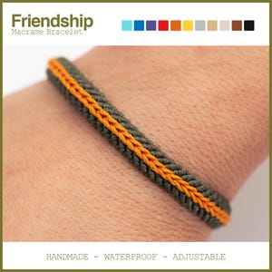Olive Green Macrame Bracelet: Two-Tone Waterproof Friendship Bracelet