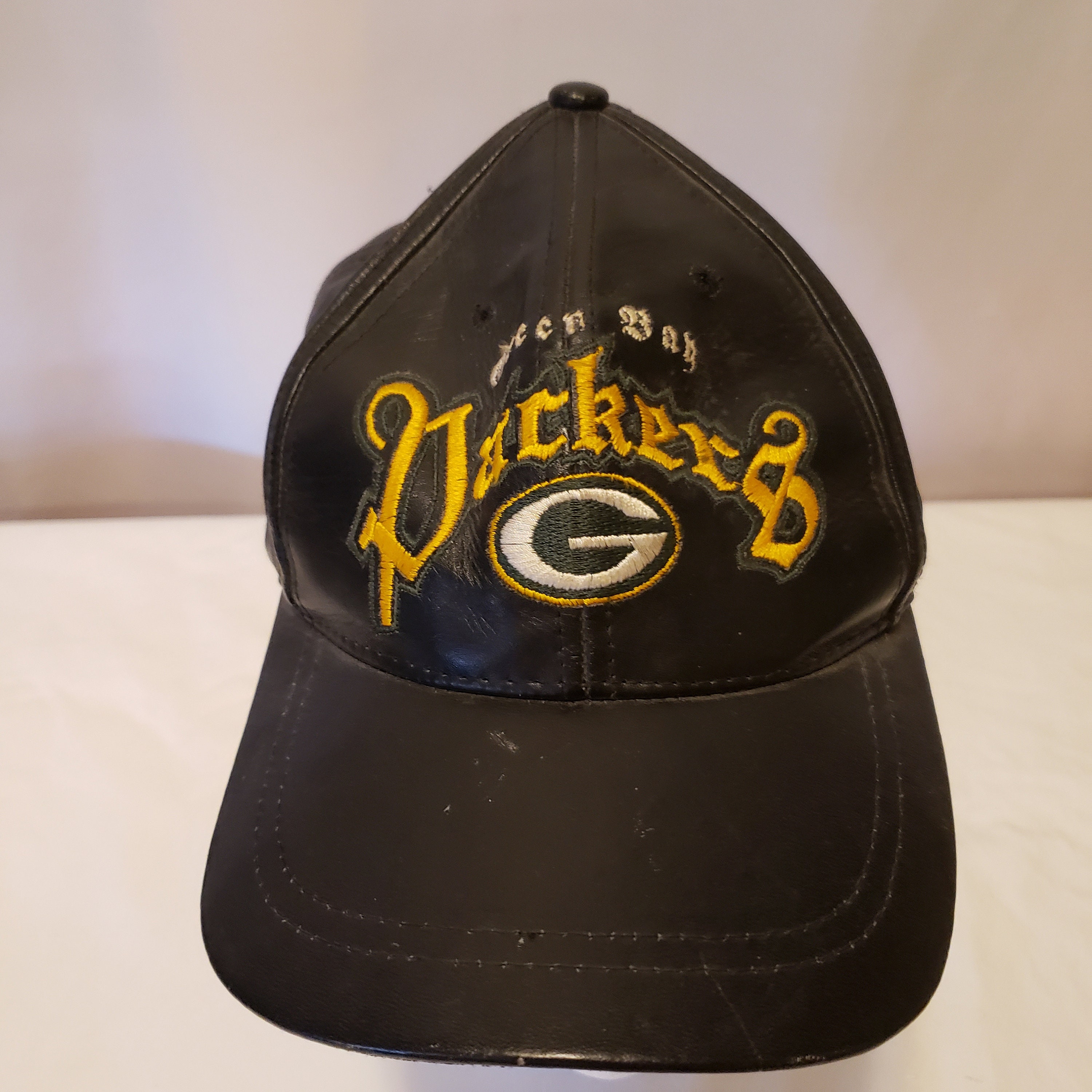Vintage Mens Black Leather Green Bay 