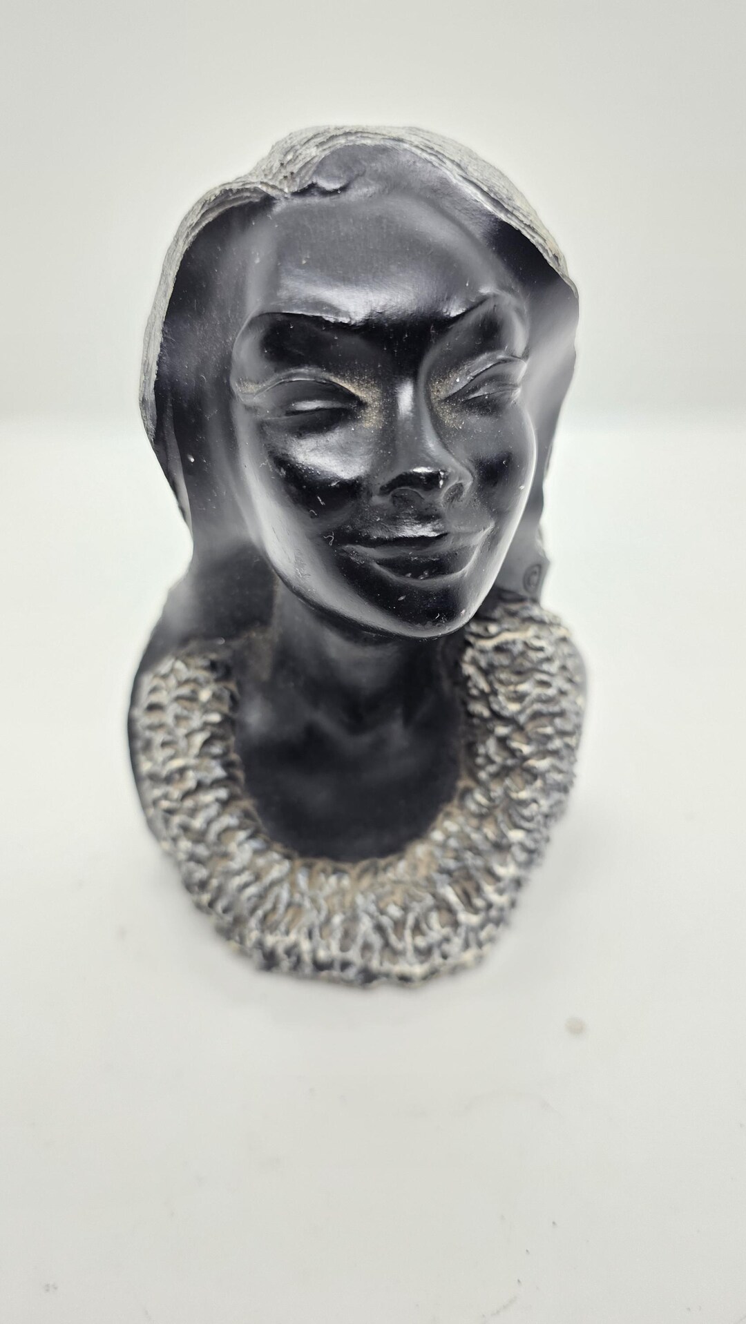 Black Coral Hawaiian Bust by Frank Schirman. Unsigned. 5