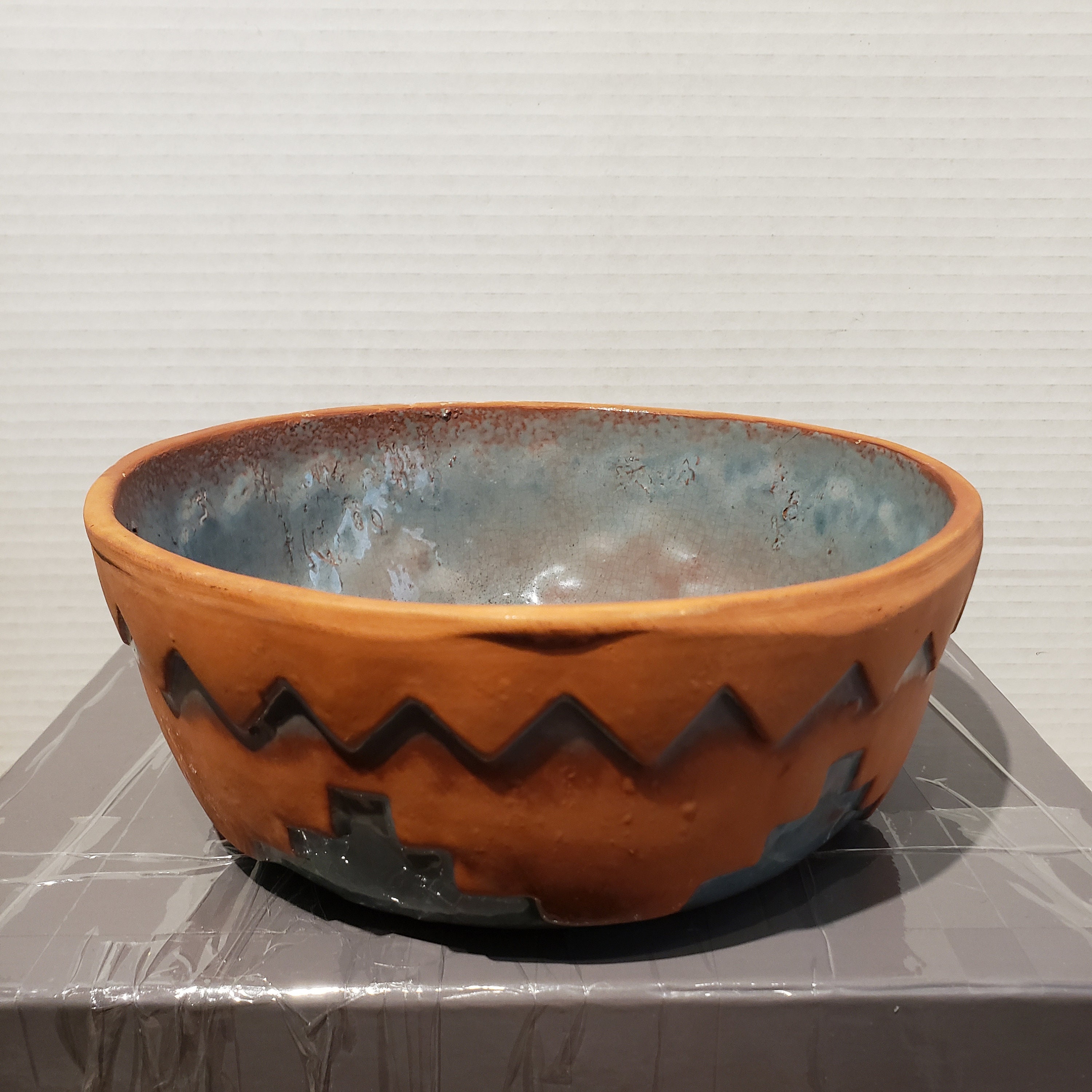 Vintage Aztec Design Pottery Planter Made By Tcc Usa