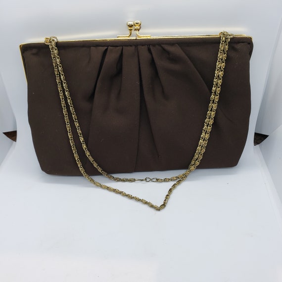 Vintage brown handbag with chain handle styled by… - image 3