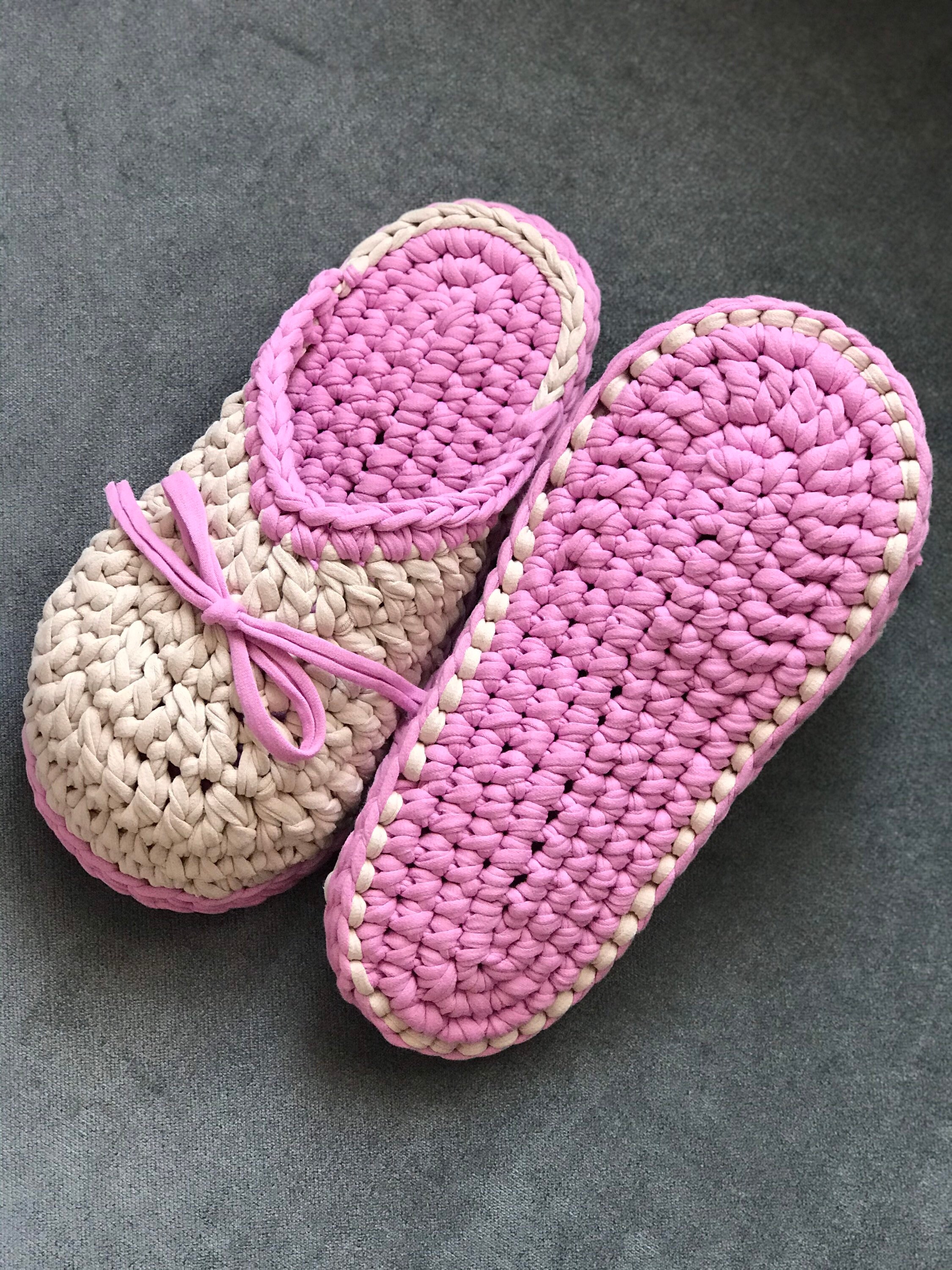 Crochet Flat Shoes Knitted Crocs Pink Slippers Bedroom Etsy