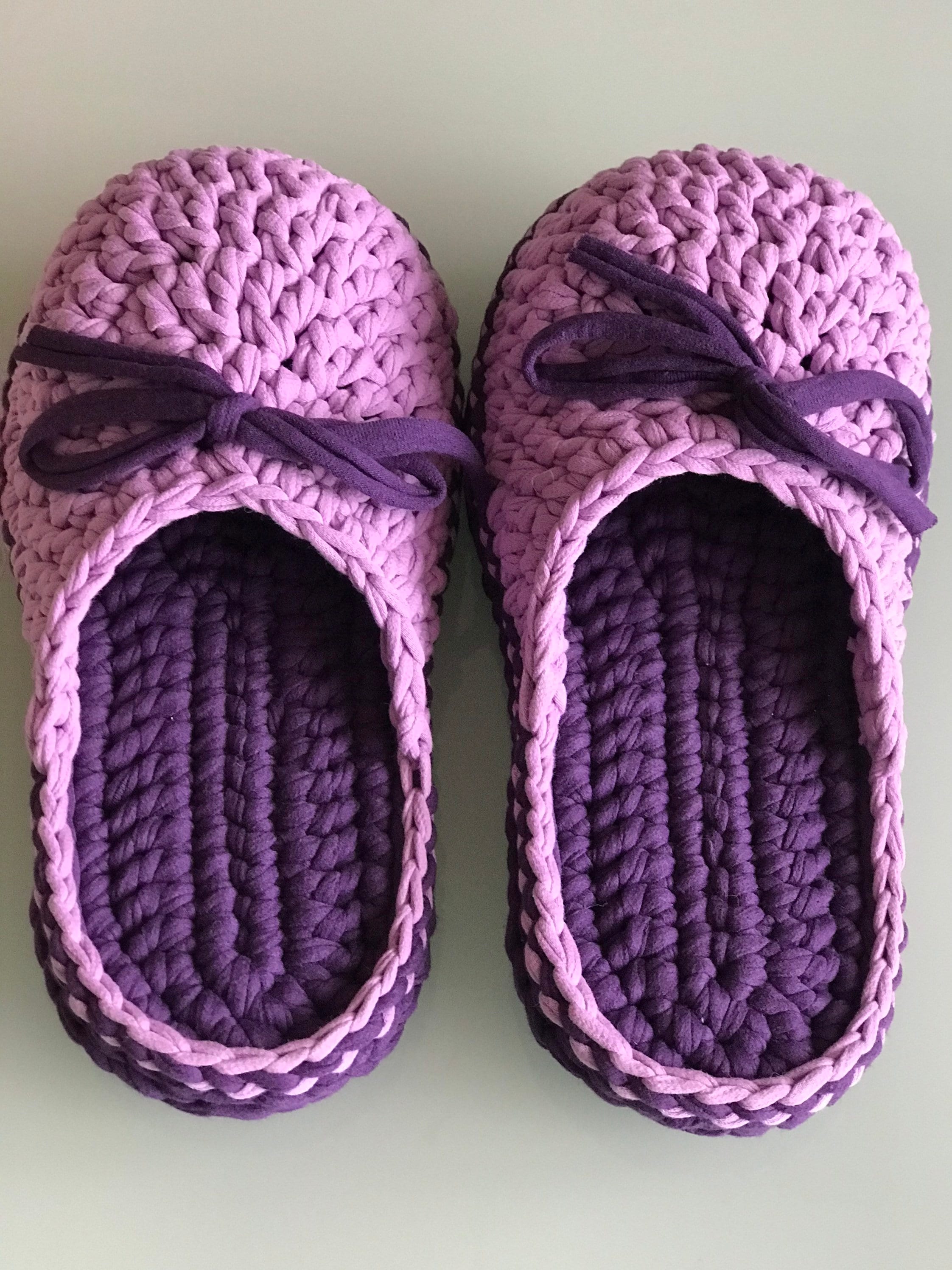 Crochet Flat Shoes Knitted Crocs Purple Slippers Etsy