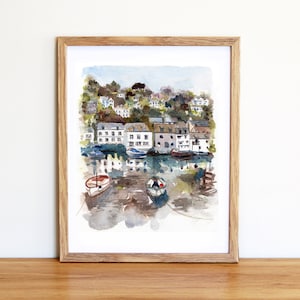 Watercolour painting of Polperro, art print of original painting, Polperro, Cornwall watercolour paintings