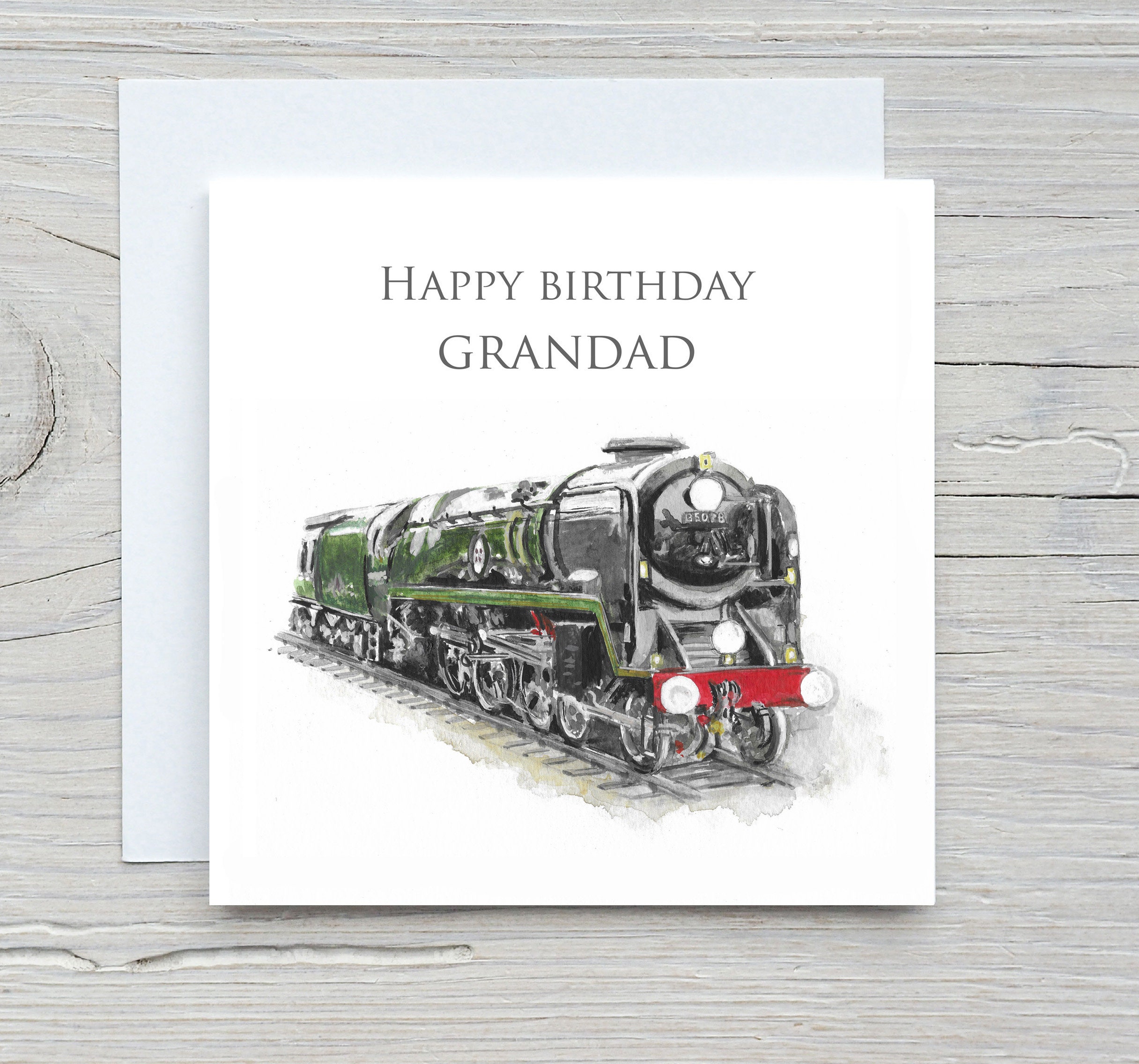 Grandad Birthday Card, Train Birthday Card, Green Train Painting Card, Happy Birthday Grandad ...