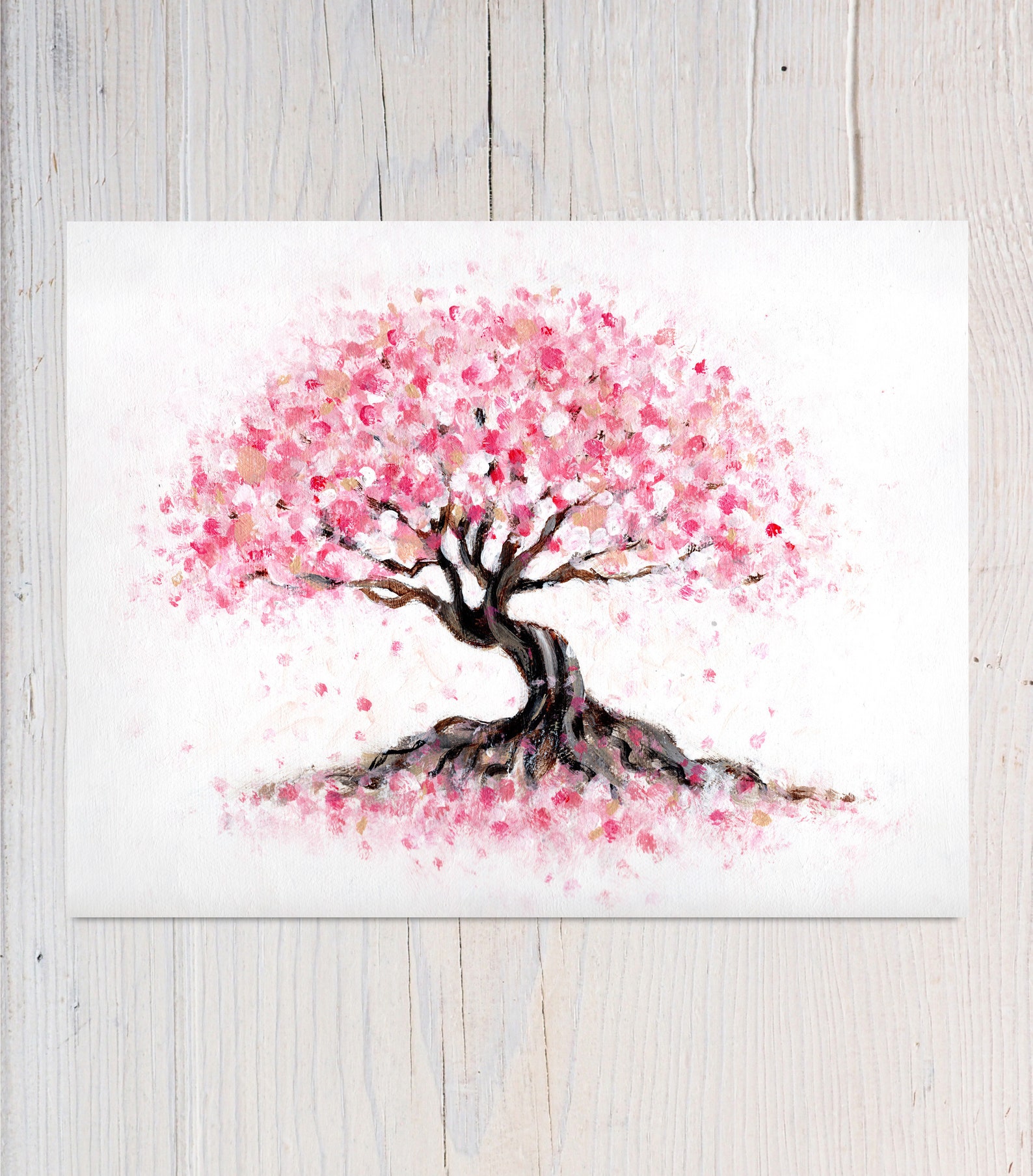 Cherry Blossom Tree Painting on Canvas Original Painting on Etsy UK