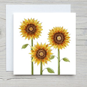 Carte de tournesol, peinture de tournesols, carte de voeux de tournesols, conception de fleurs jaunes