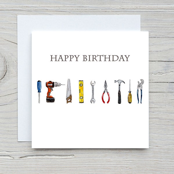 Tools birthday card, Tools  card, builder's birthday card, Dad birthday card