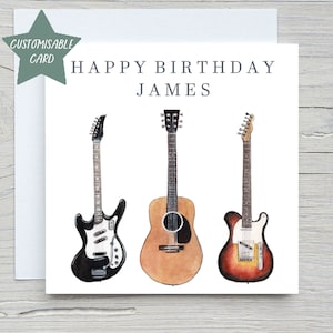 Carte personnalisée guitares, carte guitares personnalisée, carte d'anniversaire guitare