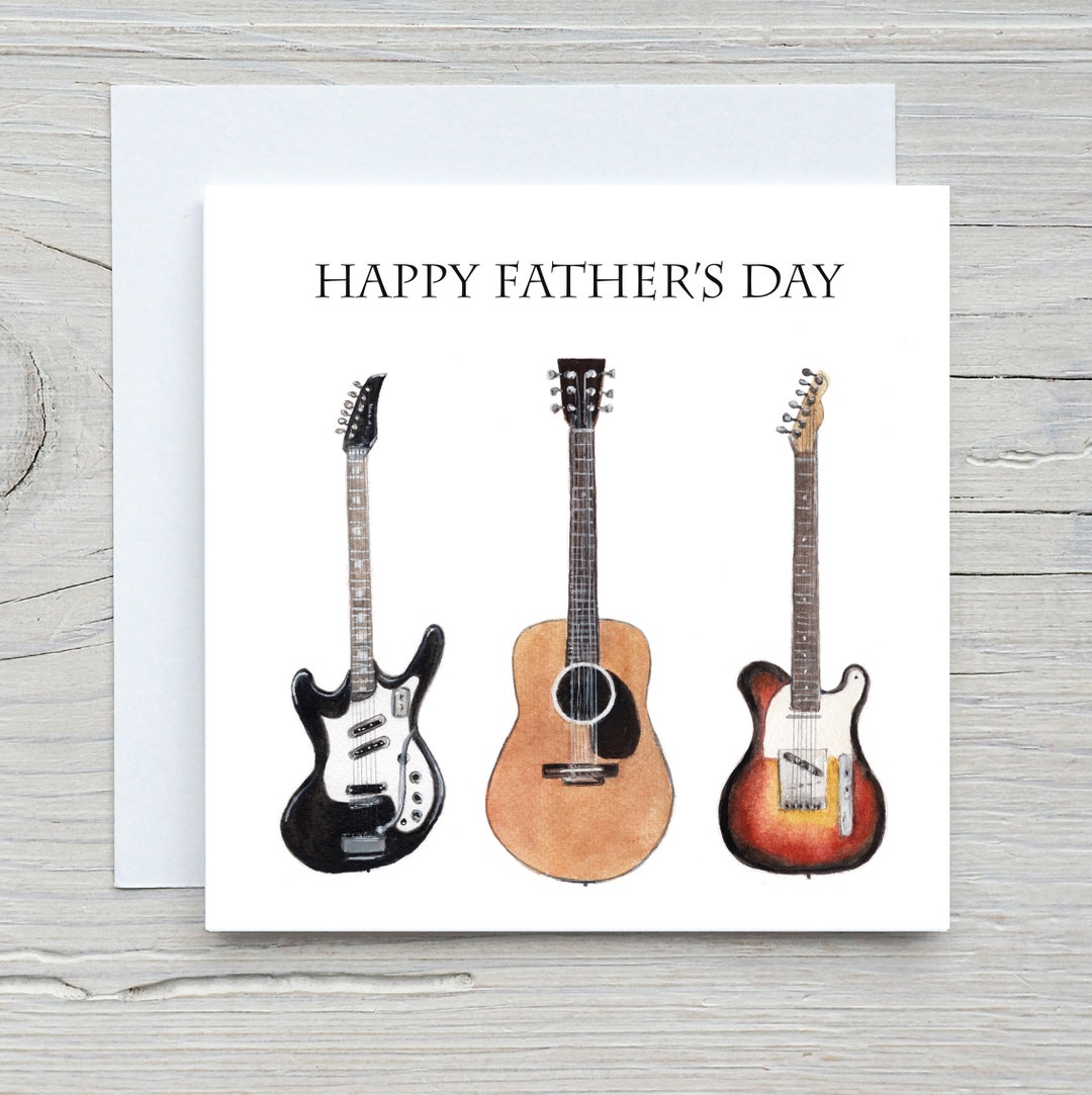 Fathers Day Card, Happy Fathers Day, Guitar Fathers Day Card, Guitars